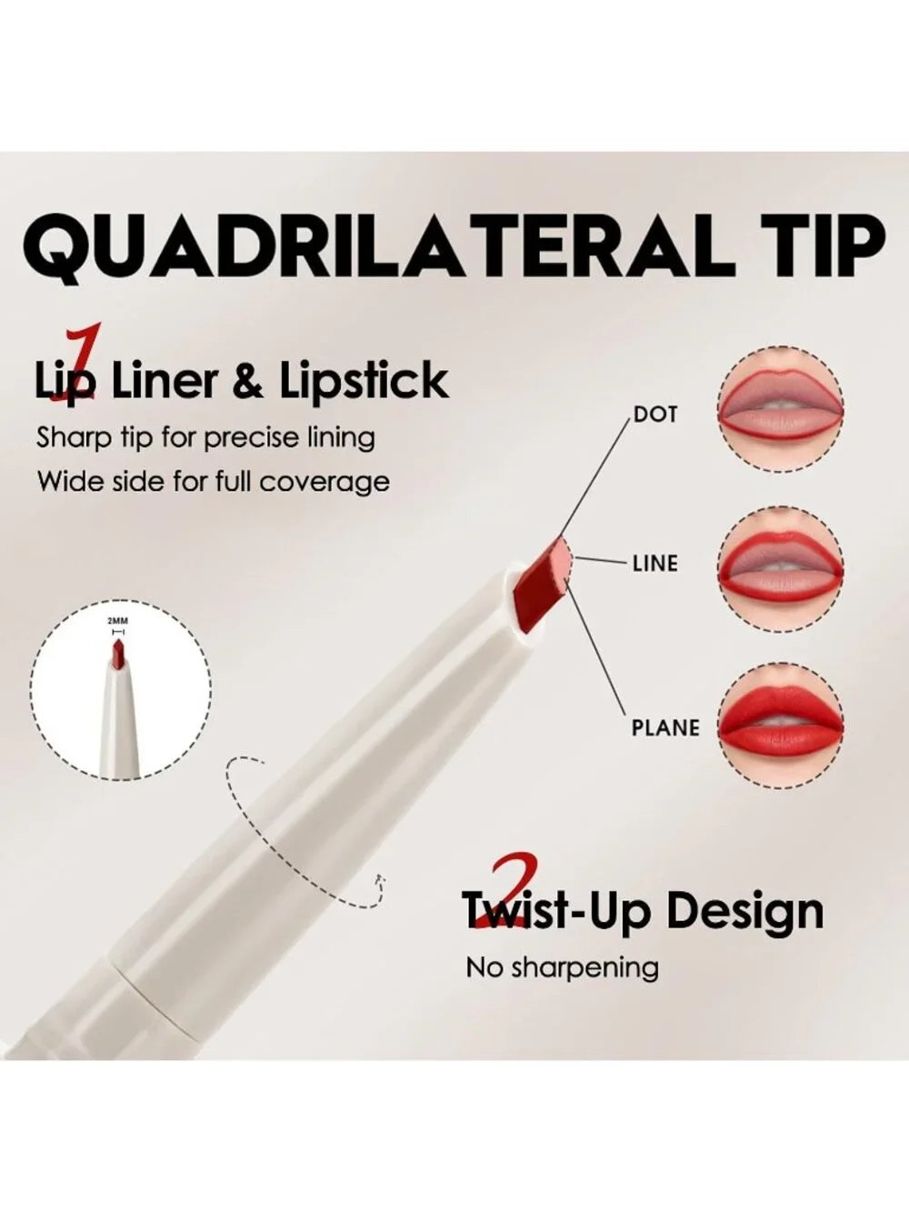 Women G10# Rose Brown 2-in-1 Sculpting & Filling Long-lasting Lipliner Pencil